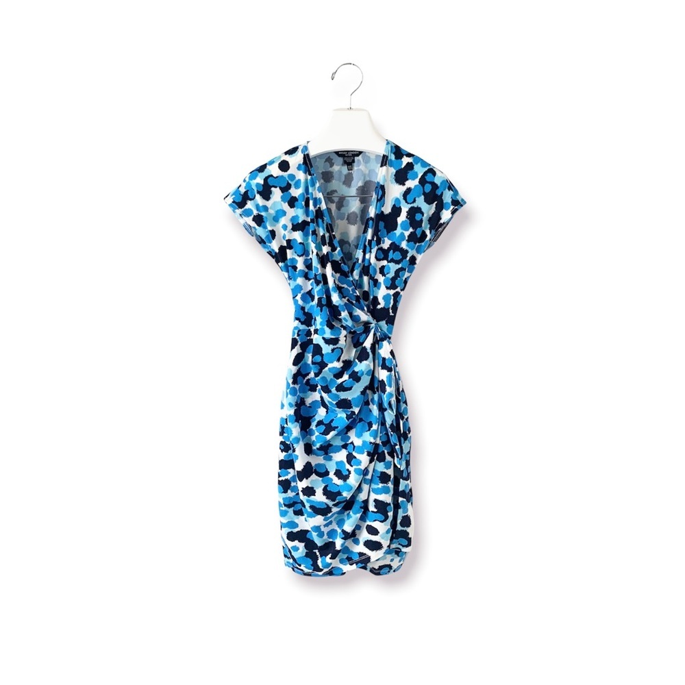 🌸New🌸 Maggy London Cap Sleeve Printed Jersey Wrap Dress Sz 14P NWT - Picture 2 of 10